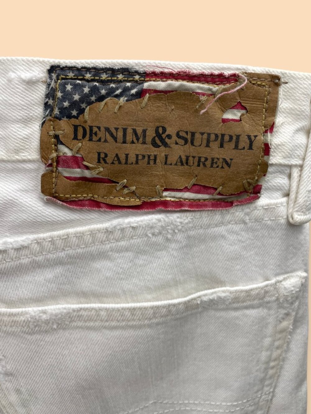 Ralph Lauren Denim & Supply White Jeans Slim 34 Retro Distressed - Picture 5 of 6